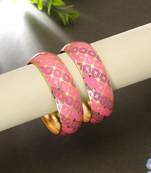 Pink hand painted meenakari bangle pair festive look