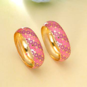Pink color meenakari bangle pair traditional style 2
