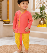 Boys Pure Cotton Angrakha Kurta with Dhoti Pants