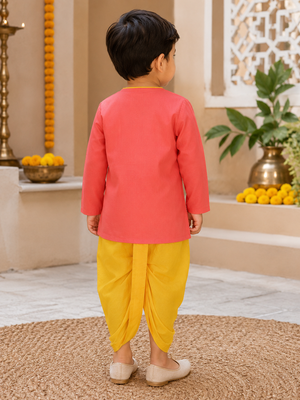 Boys Pure Cotton Angrakha Kurta with Dhoti Pants 2