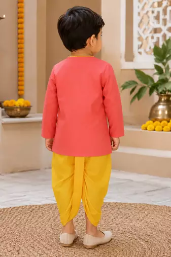 Boys Pure Cotton Angrakha Kurta with Dhoti Pants