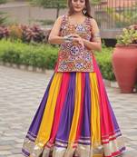 Multicolor Gamathi Mirror Work Pure Cotton Navratri Lehenga Choli with Blouse