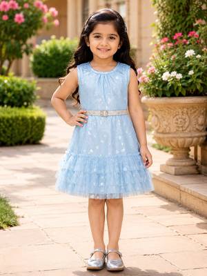  Girls Shimmer Tiered Sequinned Knit Fit & Flare Party Dress 1