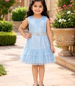  Girls Shimmer Tiered Sequinned Knit Fit & Flare Party Dress