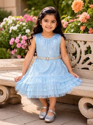  Girls Shimmer Tiered Sequinned Knit Fit & Flare Party Dress 3