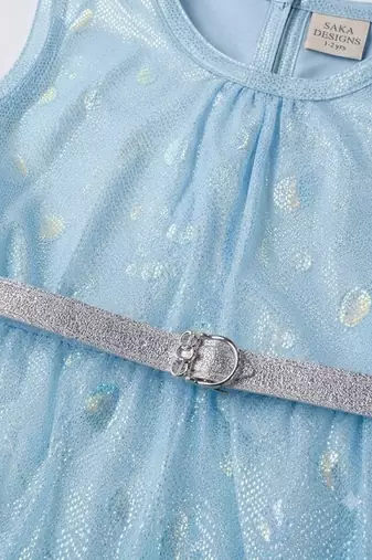  Girls Shimmer Tiered Sequinned Knit Fit & Flare Party Dress