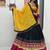 Black, Mustard Yellow & Rani Pink Embroidery Thread & Sequence Work Rayon Cotton Navratri Lehenga Choli with Dupatta