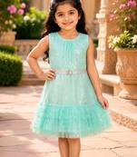 Girls Shimmer Tiered Sequinned Knit Fit & Flare Party Dress
