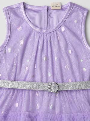 Girls Shimmer Tiered Sequinned Knit Fit & Flare Party Dress 5