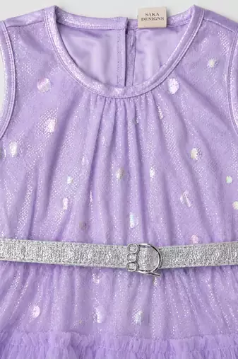 Girls Shimmer Tiered Sequinned Knit Fit & Flare Party Dress