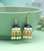 Navy blue color meenakari earrings traditional design