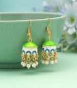 Parrot green color meenakari earrings festive style