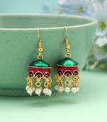 Red & green color meenakari earrings ethnic finish