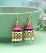 Pink & black color meenakari earrings designer style