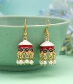 White color meenakari earrings elegant ethnic design