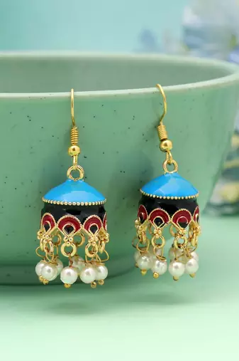 Sky blue color meenakari earrings traditional look
