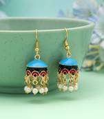 Sky blue color meenakari earrings traditional look