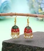 Maroon & green color mint meena earrings handmade