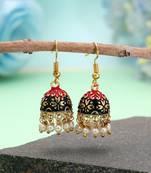 Black color mint meena earrings traditional design