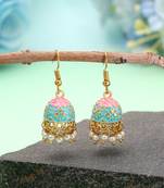 Firozi color mint meena earrings ethnic fashion look