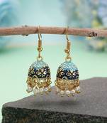 Blue color mint meena earrings handmade finish