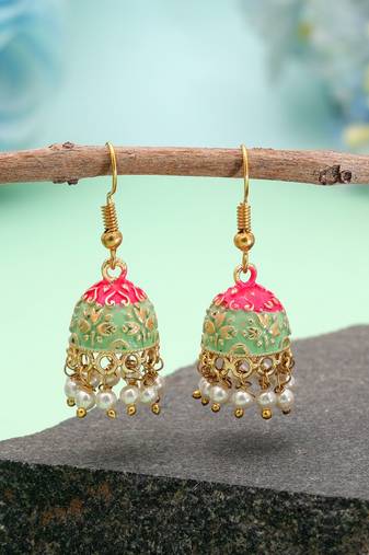 Pista green color mint meena earrings festive design