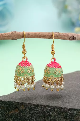 Pista green color mint meena earrings festive design