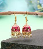 Magenta color mint meena earrings designer look