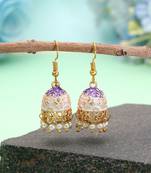 White color mint meena earrings traditional style
