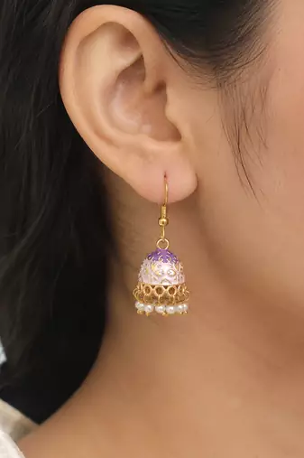 White color mint meena earrings traditional style