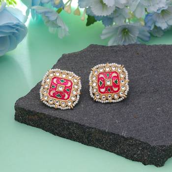 Rani color meenakari earrings handmade ethnic design 1