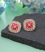 Rani color meenakari earrings handmade ethnic design