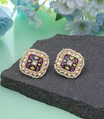 Blue color meenakari earrings festive wear style