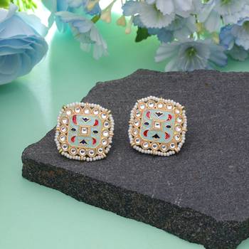 Sky blue color meenakari earrings designer appeal 1