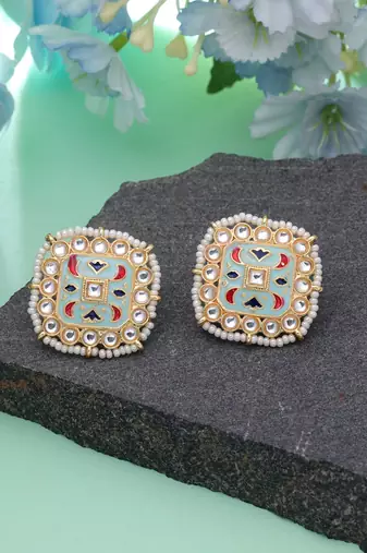 Sky blue color meenakari earrings designer appeal