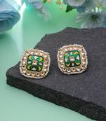 Green color meenakari earrings handmade finish