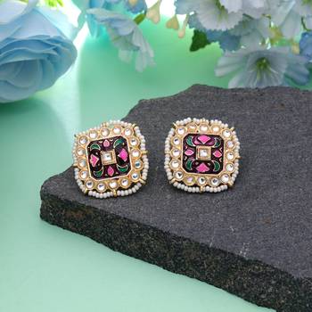 Purple color meenakari earrings royal traditional look 1