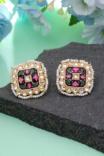 Purple color meenakari earrings royal traditional look