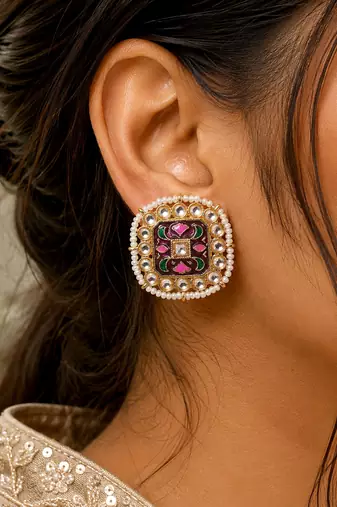 Purple color meenakari earrings royal traditional look
