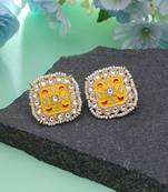 Yellow color meenakari earrings ethnic handmade style