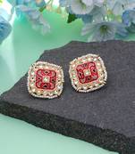 Red color meenakari earrings elegant festive design