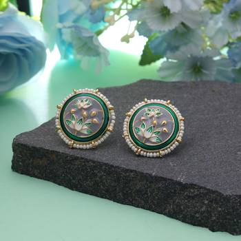 Grey color meenakari earrings modern ethnic look 1