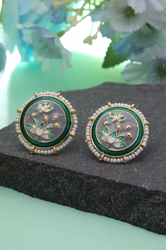 Grey color meenakari earrings modern ethnic look