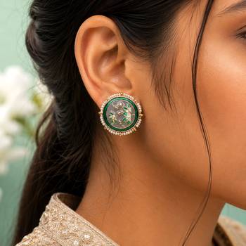 Grey color meenakari earrings modern ethnic look 2