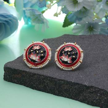 Black color meenakari earrings fashion jewelry design 1