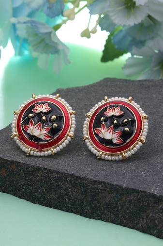 Black color meenakari earrings fashion jewelry design