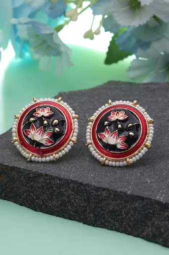 Black color meenakari earrings fashion jewelry design