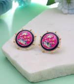 Pink color meenakari earrings traditional handmade look