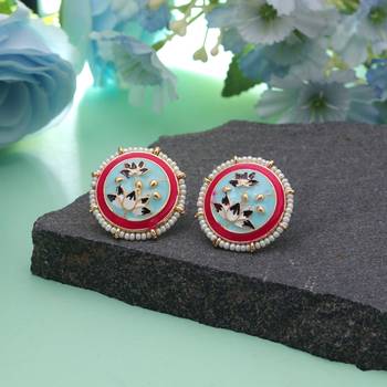 Sky blue color meenakari earrings elegant design 1
