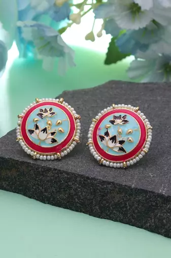 Sky blue color meenakari earrings elegant design
